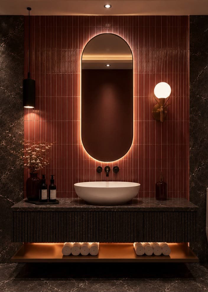 Contemporary Dark Stone Bathroom