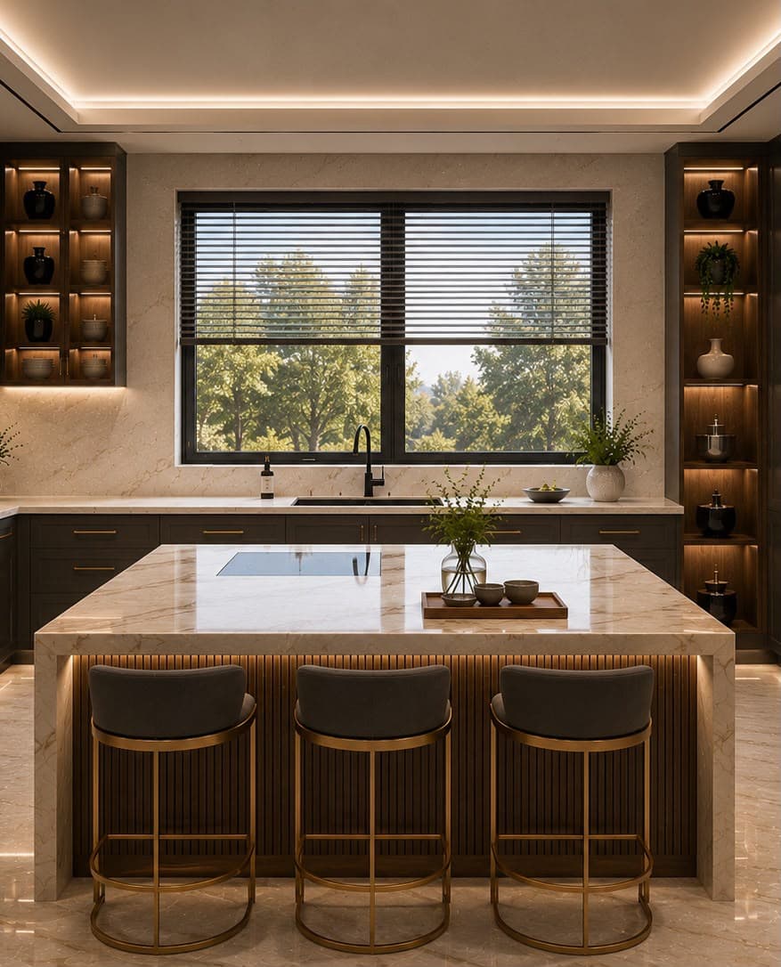 Modern Ivory Marble Kitchen